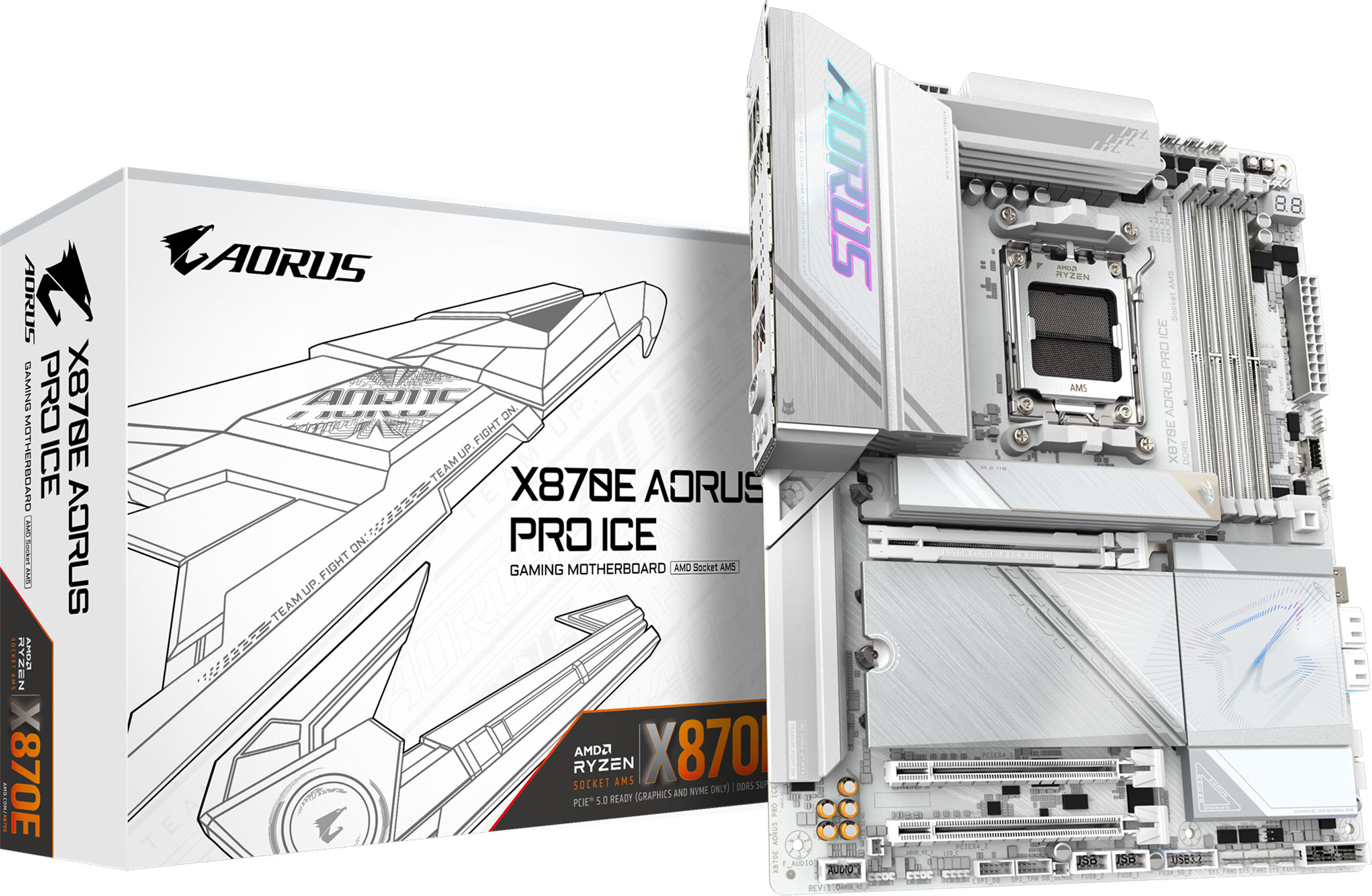 Gigabyte X870e Aorus Pro Ice Atx Motherboard For Amd Am5 Cpus